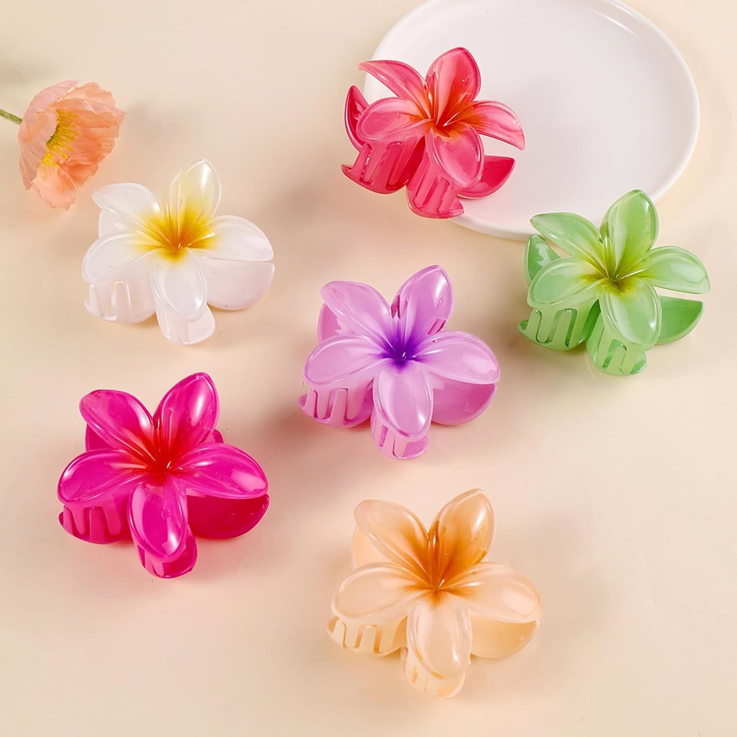 6 Pcs Hawaiian Flower Hair Clips