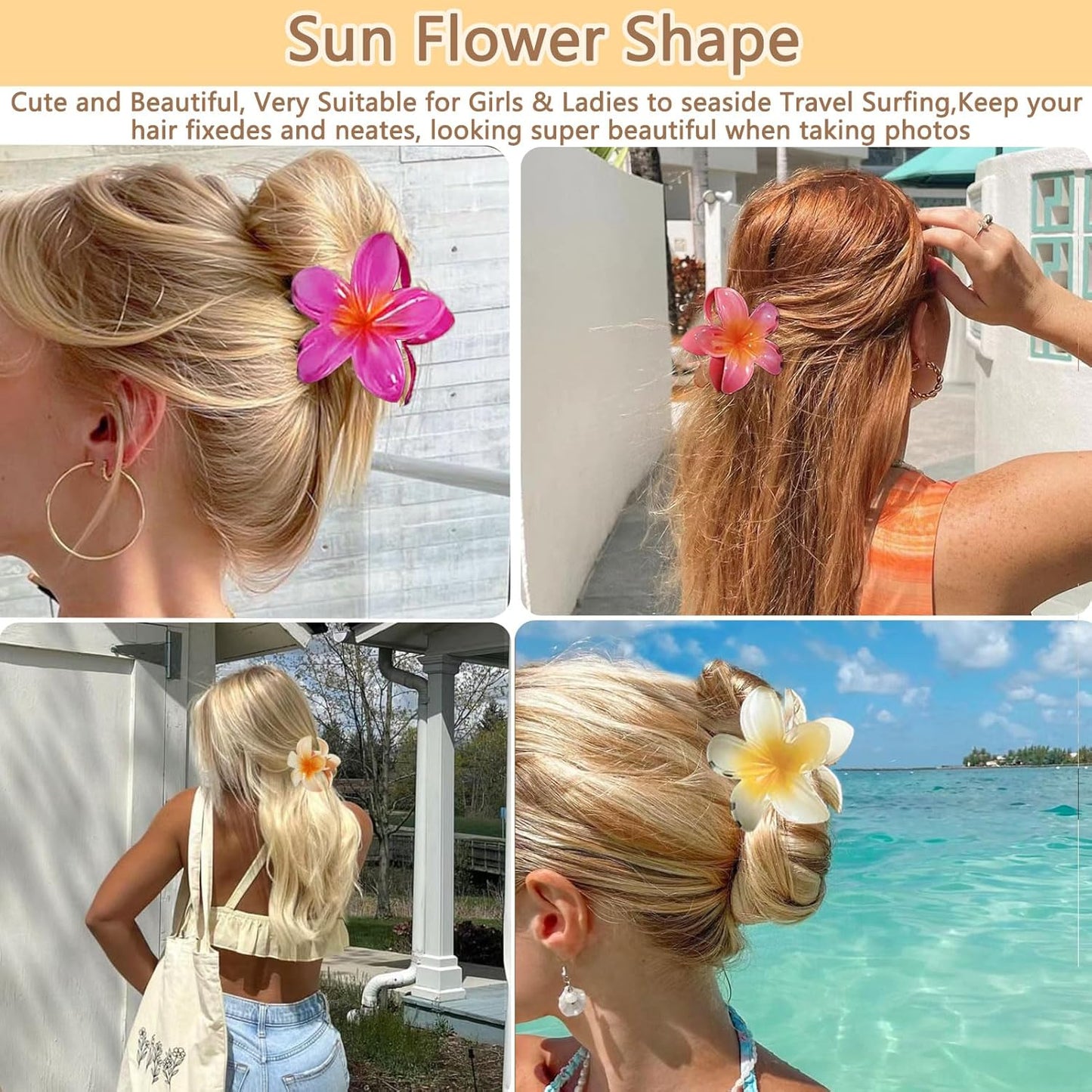 6 Pcs Hawaiian Flower Hair Clips